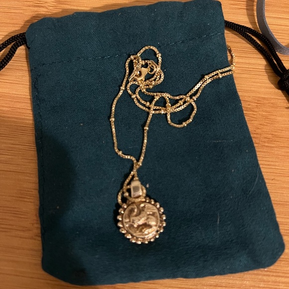 Pamela Card Jewelry Heavenly Flight Amulet Necklace, 24K Gold Plated, Coin - Picture 5 of 5